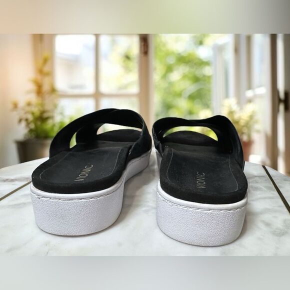 VIONIC Splendid Lou Black Leather Suede Slide Sandals Size 8 EU 39 - Picture 5 of 12